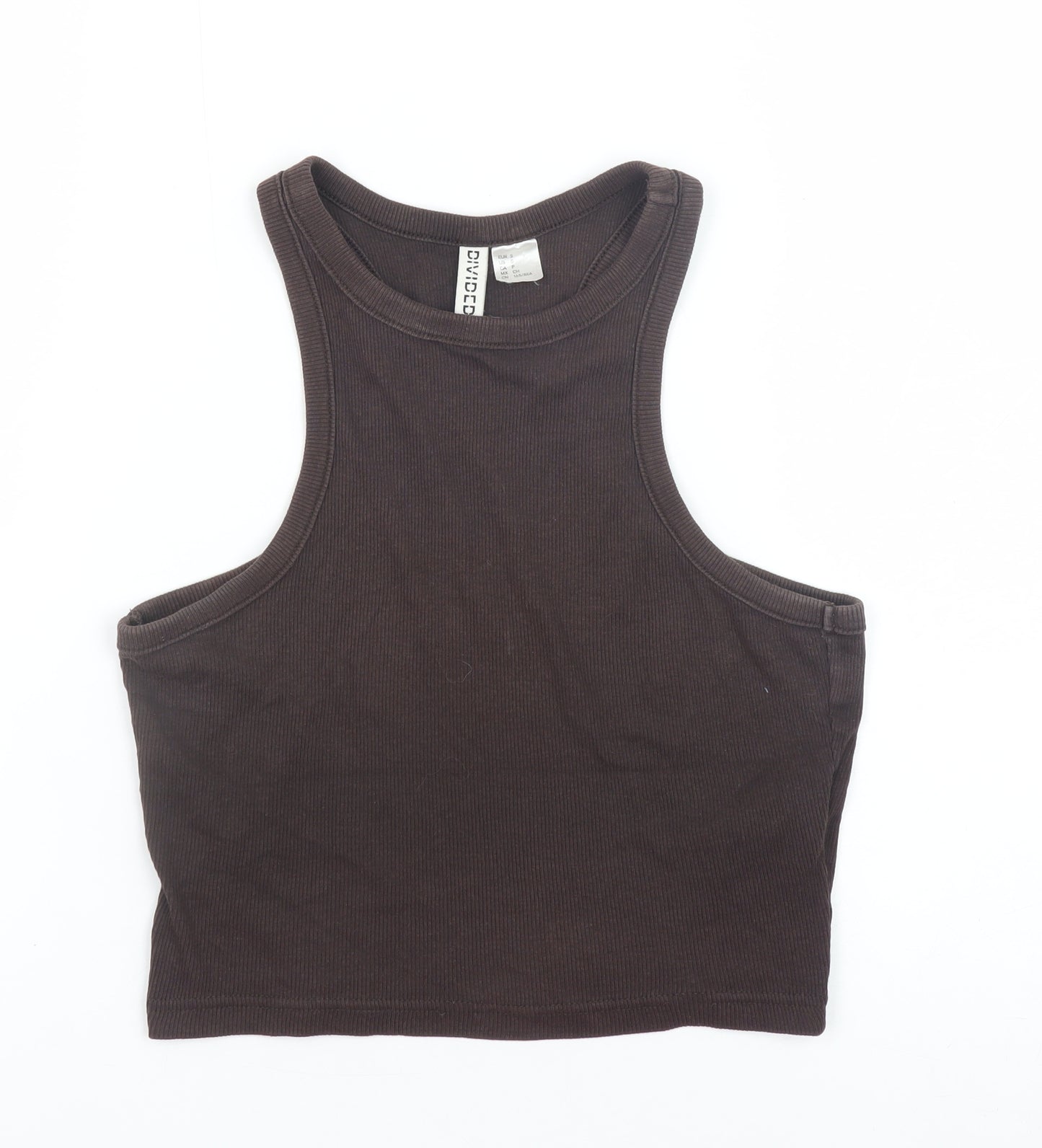 H&M Divided Women Brown Cropped Racerback Tank Top Size S