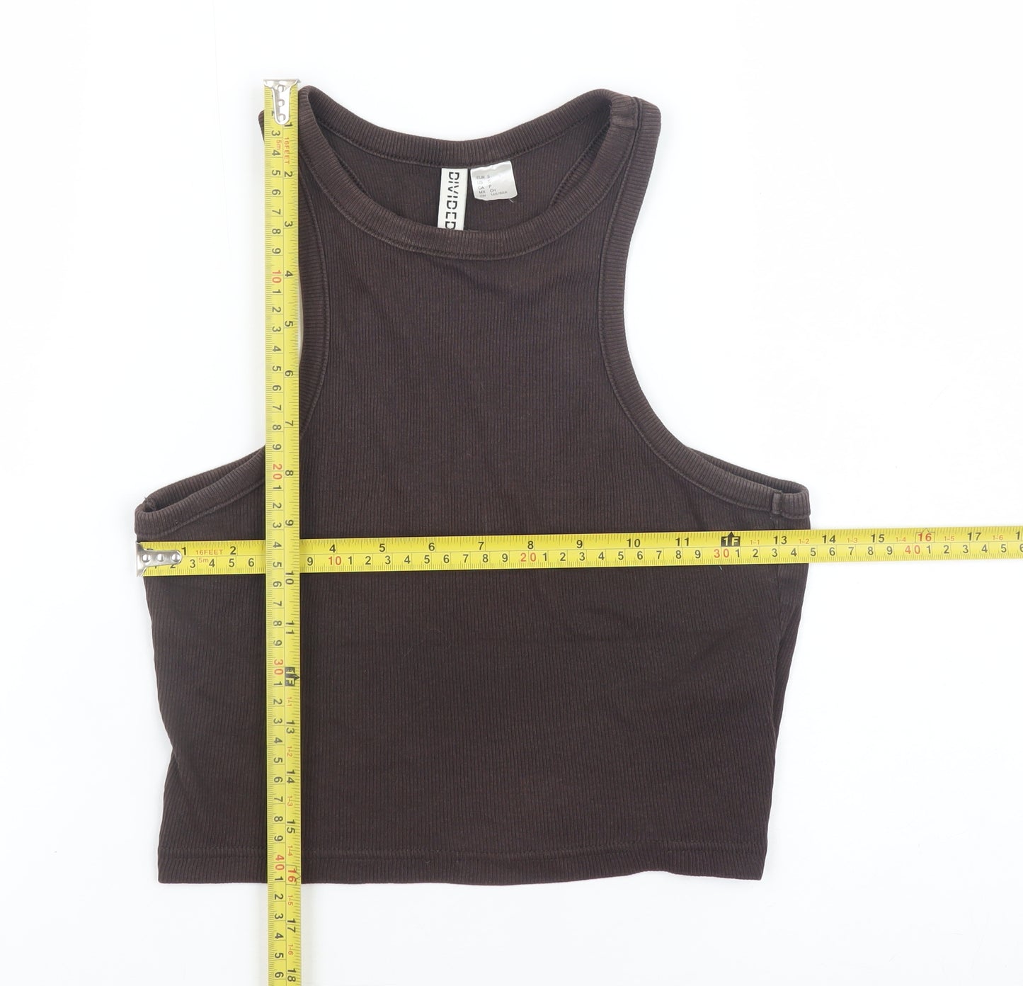 H&M Divided Women Brown Cropped Racerback Tank Top Size S