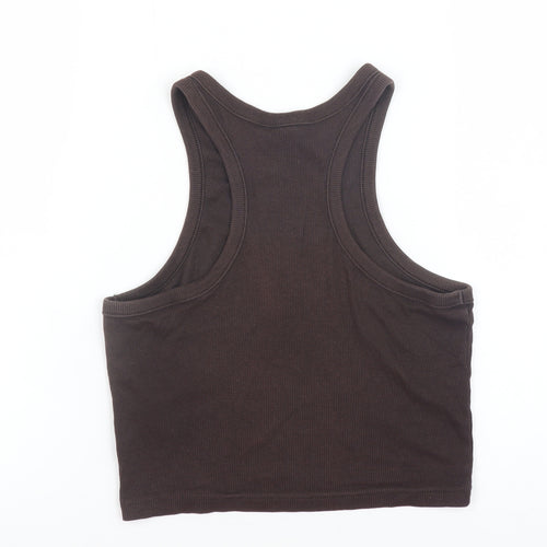 H&M Divided Women Brown Cropped Racerback Tank Top Size S