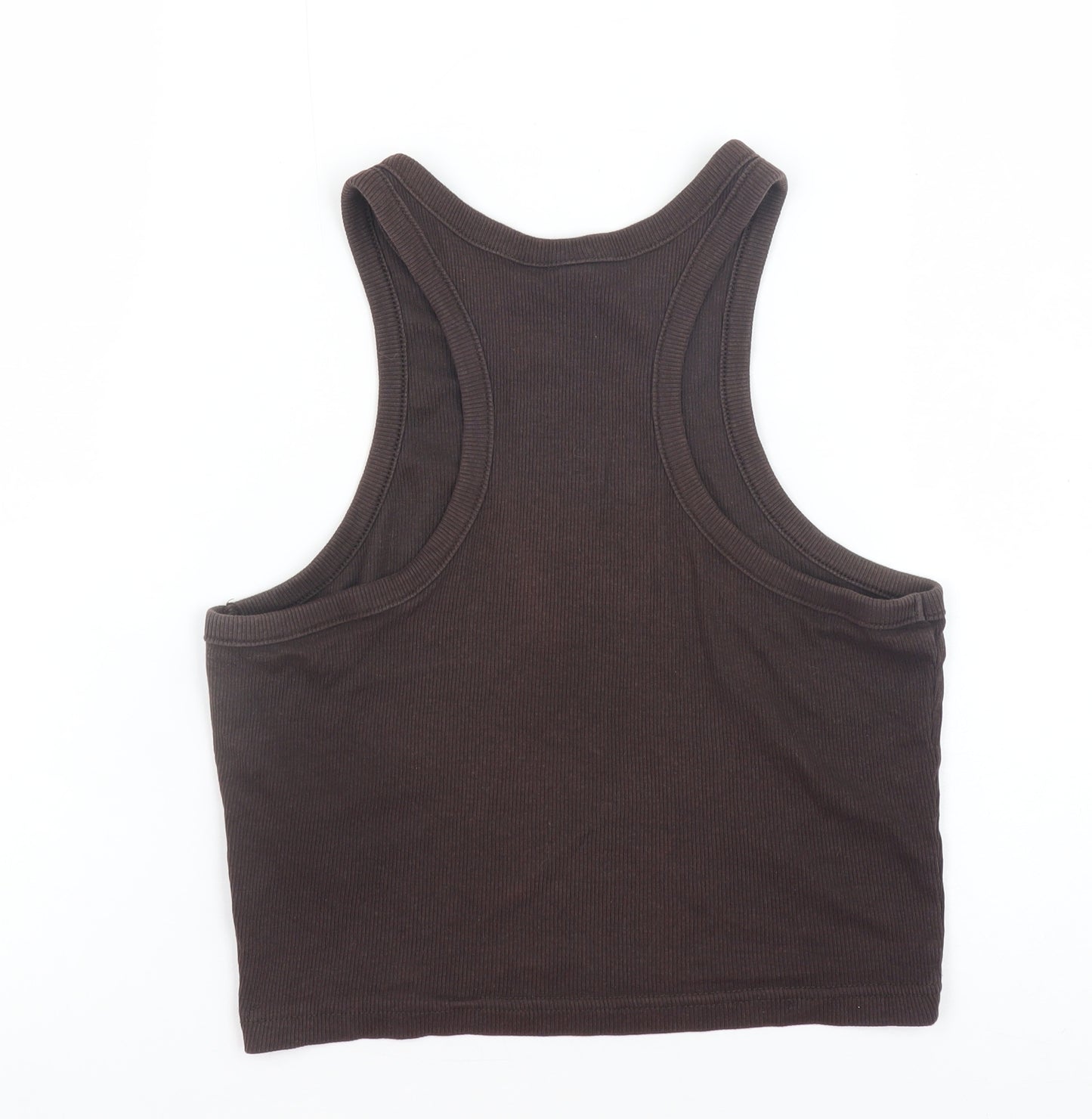 H&M Divided Women Brown Cropped Racerback Tank Top Size S