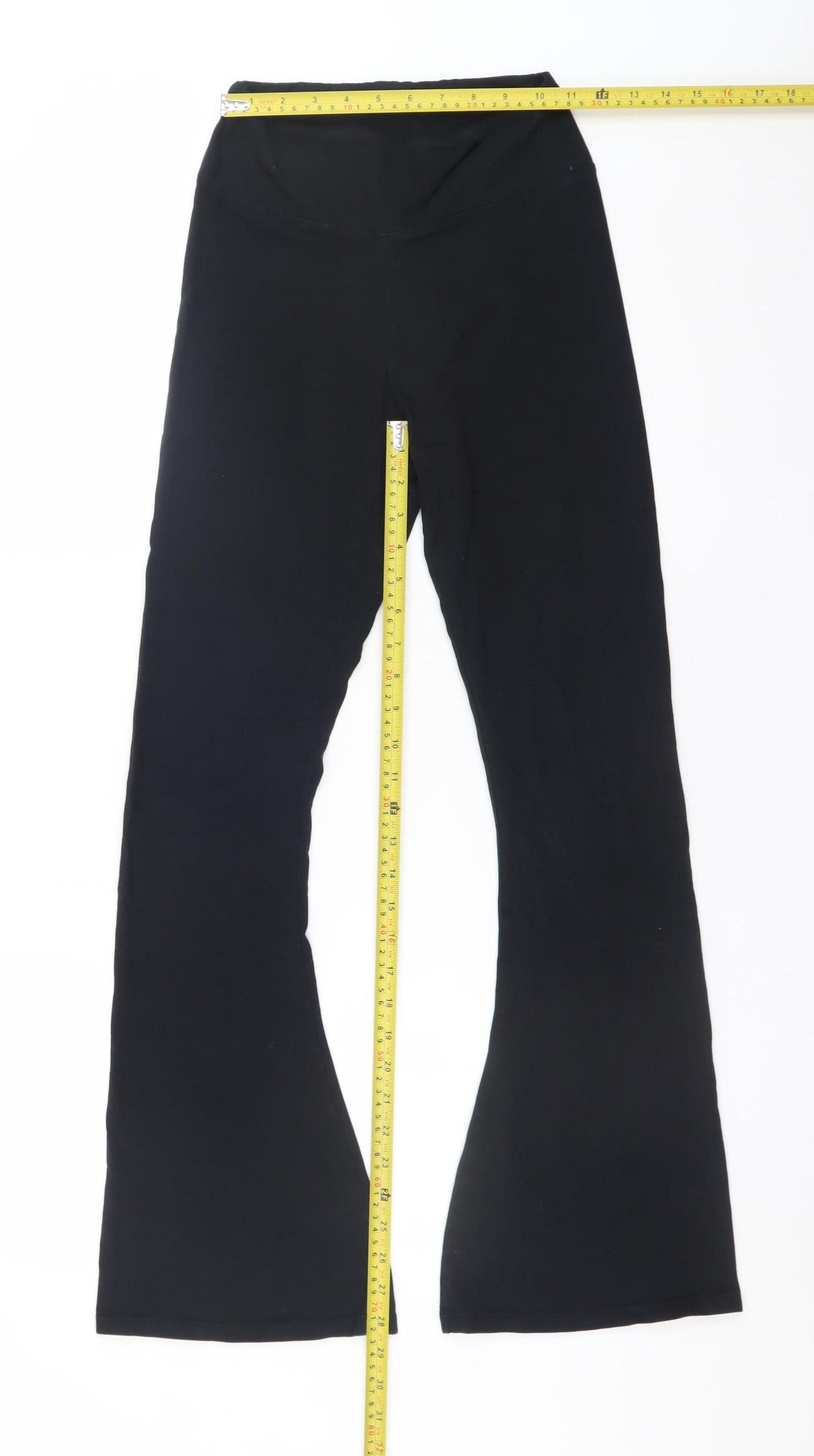 Primark Women Black XS Flared Stretch Jersey Trousers