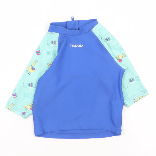 Hopalo Unisex Baby Blue Rash Guard Swim Shirt 0-3 Months Nylon Elastane
