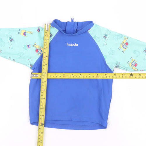 Hopalo Unisex Baby Blue Rash Guard Swim Shirt 0-3 Months Nylon Elastane
