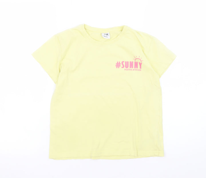 YFK Teens Yellow Crew Neck Basic T-Shirt Size 12 Cotton