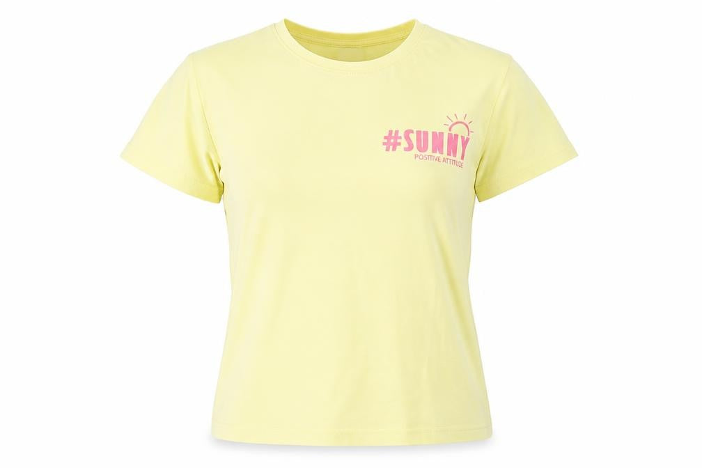 Front view of YFK Teens Yellow Crew Neck Basic T-Shirt, size 12, Cotton