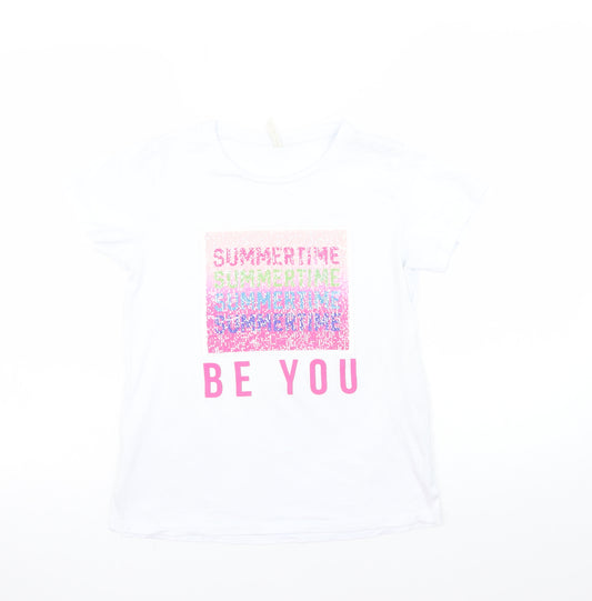 C&A Girls White Sequin Summertime 'Be You' T-Shirt 12-13 Years