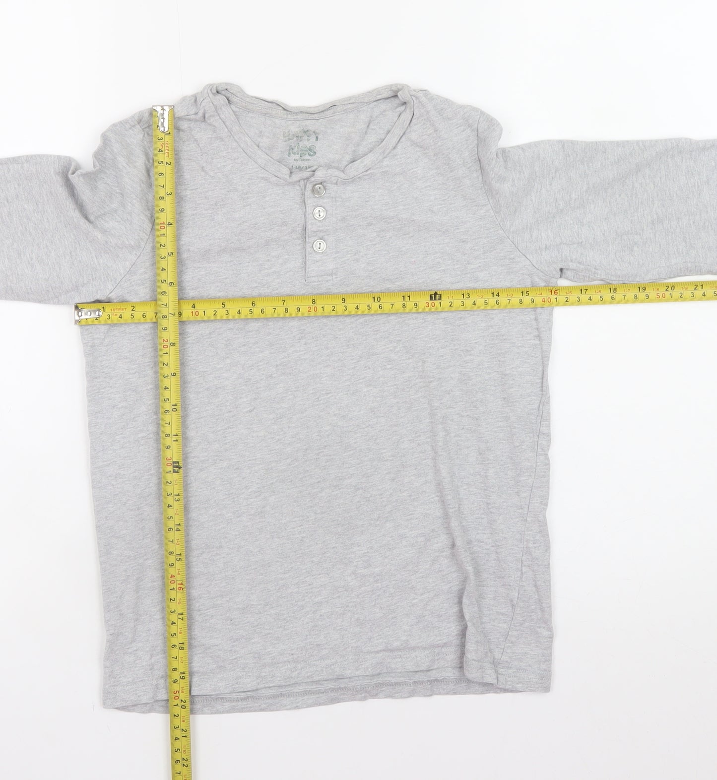 TCM Boys Grey Long Sleeve Henley Cotton Top Size 146