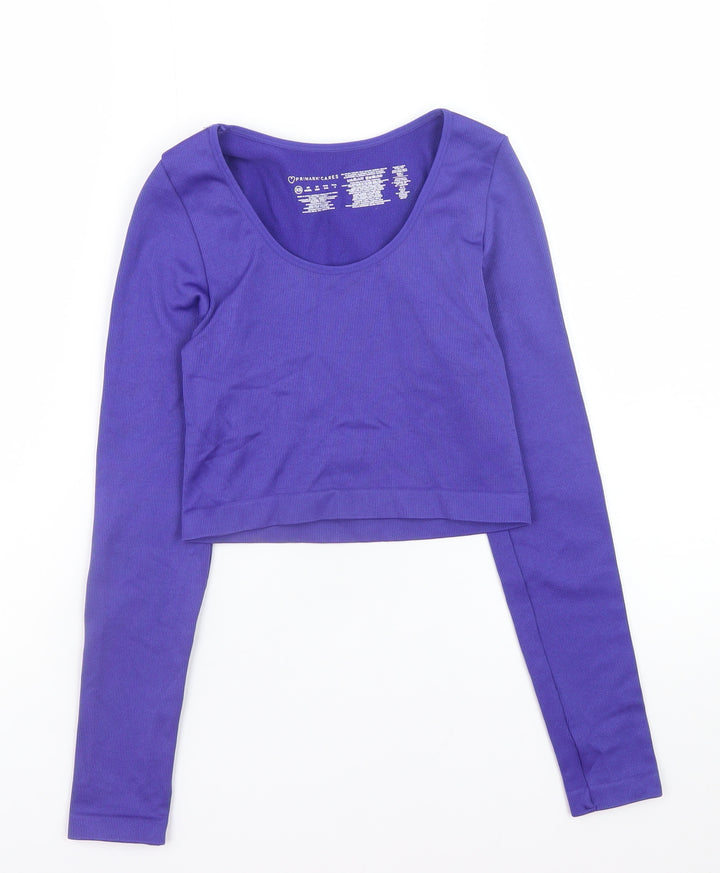 Primark Women’s Purple Cropped Long Sleeve Slim Fit Top XS