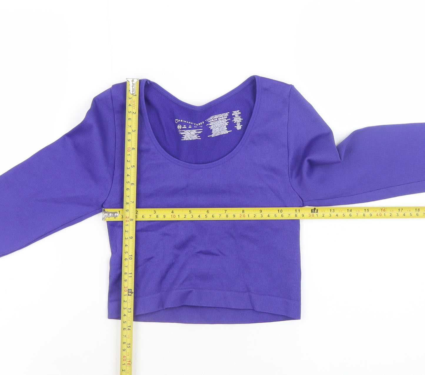 Primark Women’s Purple Cropped Long Sleeve Slim Fit Top XS