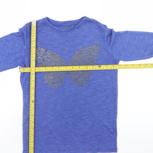 YD Girls Blue Butterfly Glitter Long Sleeve T-Shirt 11-12 Years