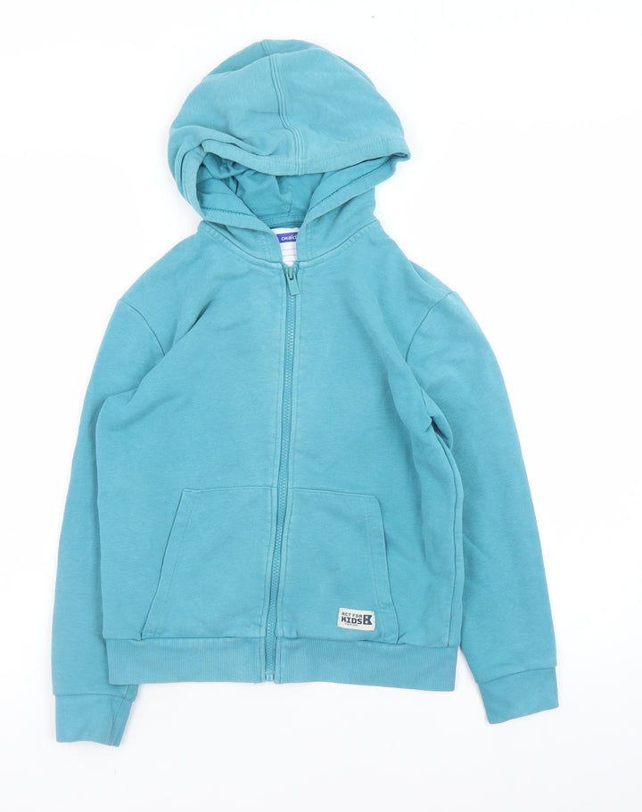 Okaidi Boys Blue Full Zip Hoodie 10 Years Cotton Casual Winter Wear