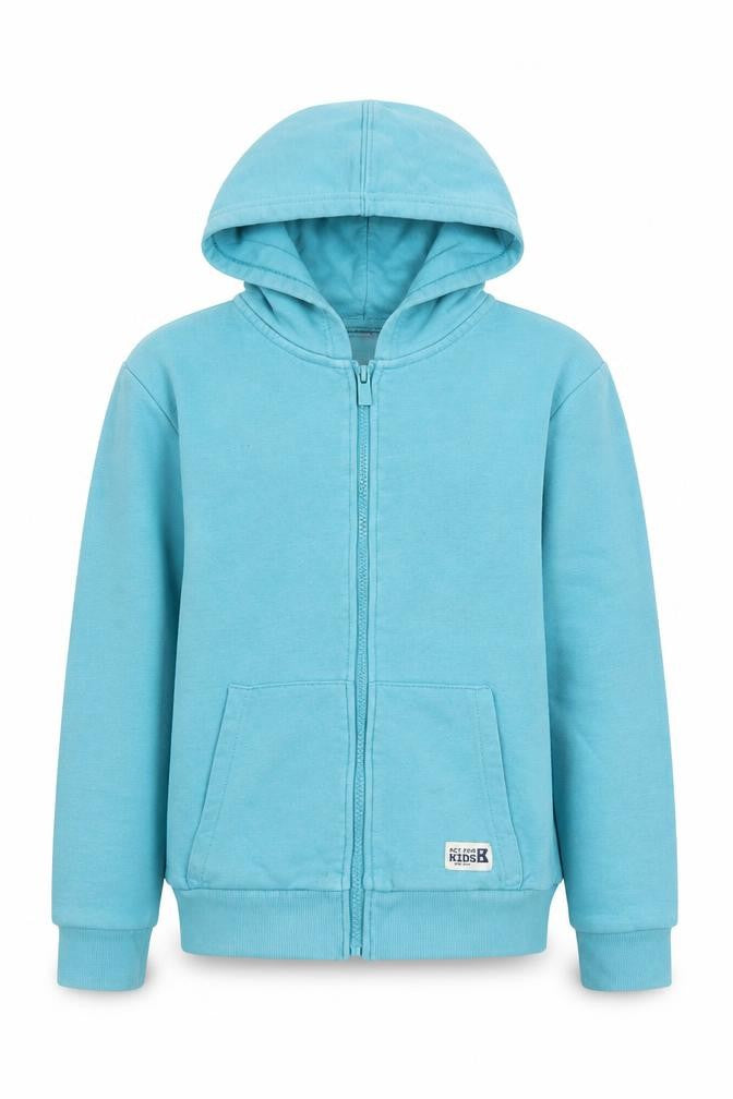 Okaidi Boys Blue Full Zip Hoodie 10 Years Cotton Casual Winter Wear