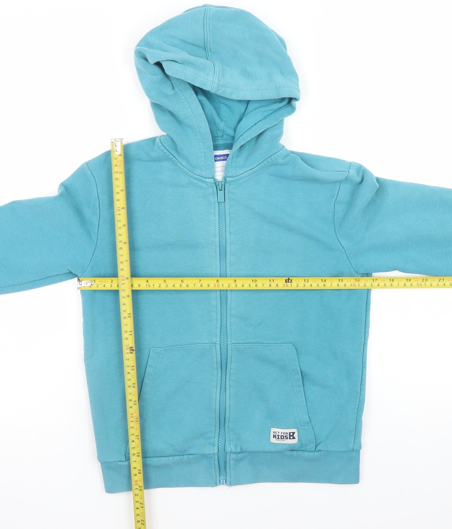 Okaidi Boys Blue Full Zip Hoodie 10 Years Cotton Casual Winter Wear