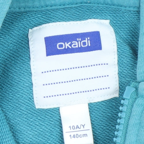 Okaidi Boys Blue Full Zip Hoodie 10 Years Cotton Casual Winter Wear