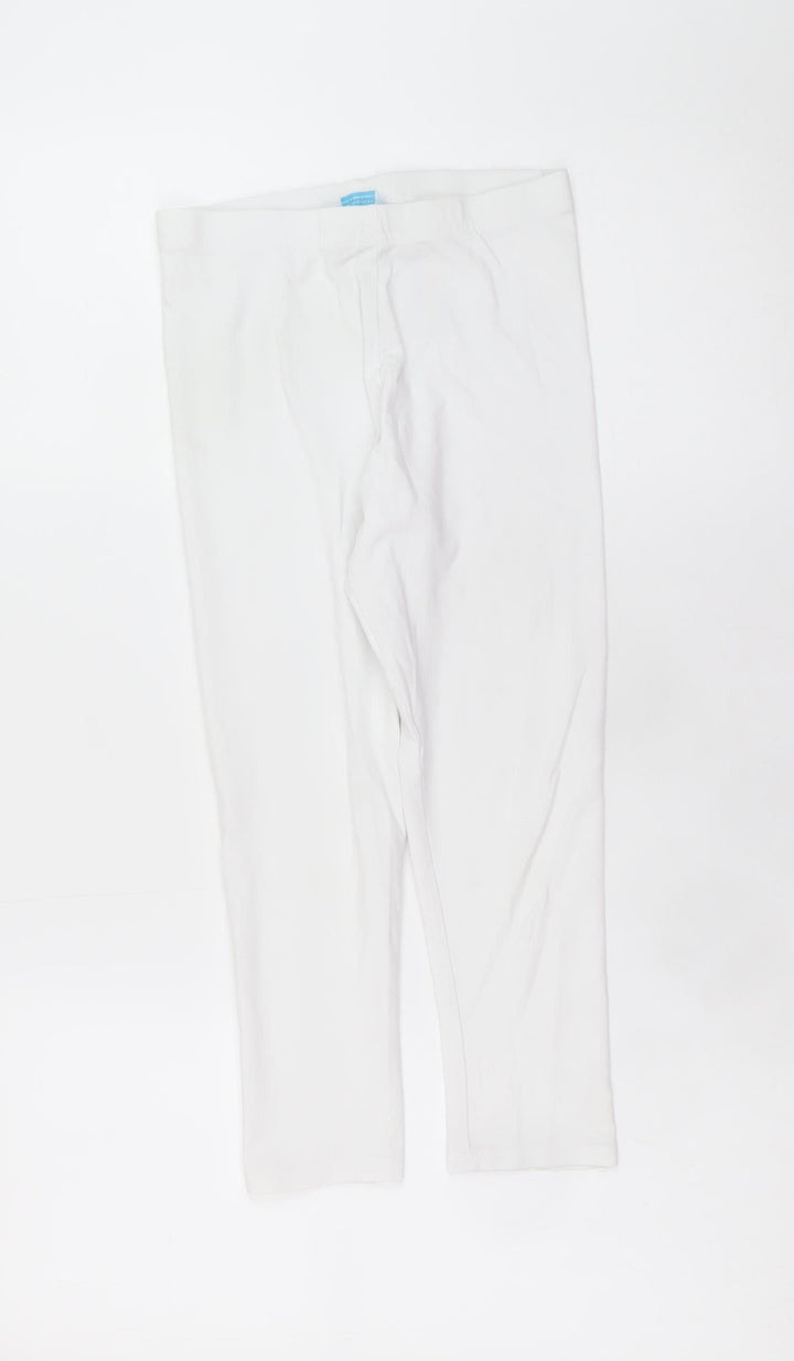 Primark Girls White 11-12 Years Ankle Leggings Cotton Stretch Comfort