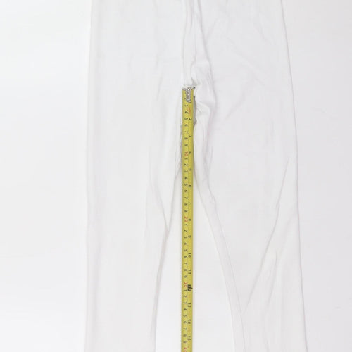 Primark Girls White 11-12 Years Ankle Leggings Cotton Stretch Comfort