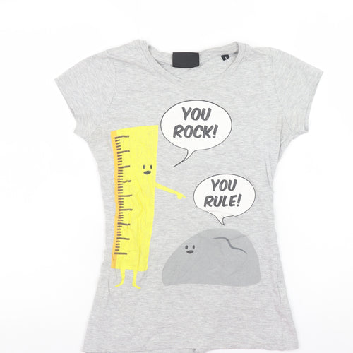 What’s Today? Girls Grey Graphic T-Shirt 'You Rock You Rule' Size S