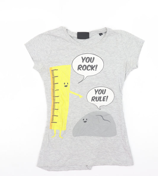 What’s Today? Girls Grey Graphic T-Shirt 'You Rock You Rule' Size S