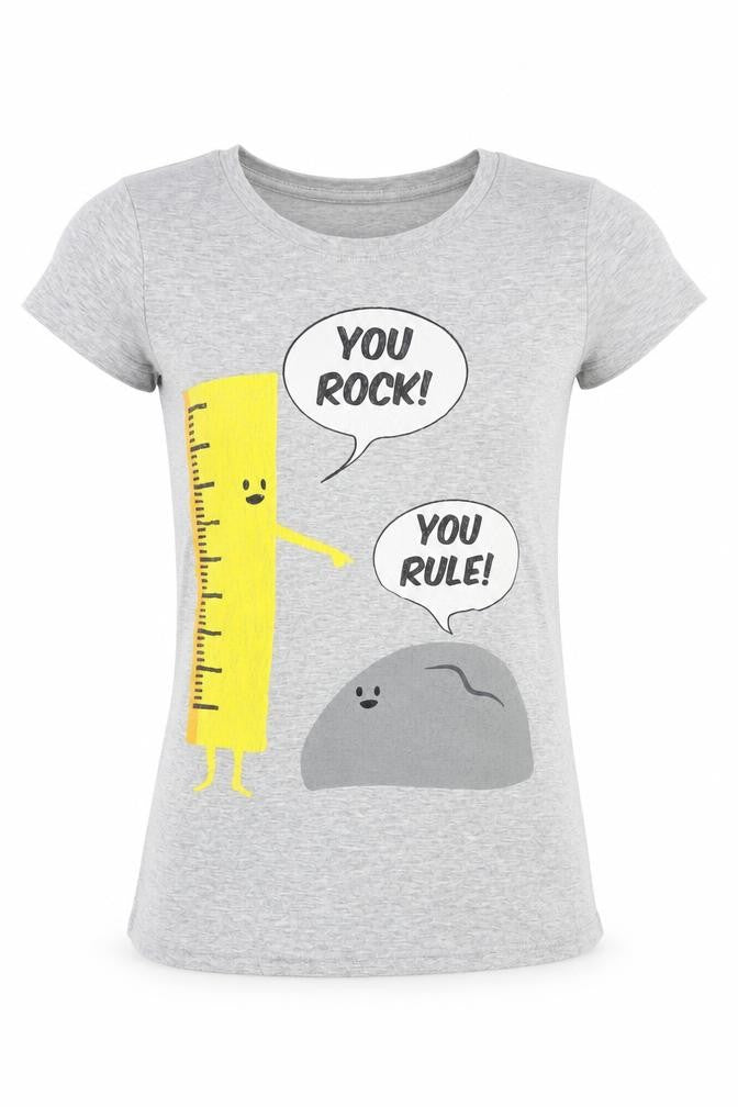 What’s Today? Girls Grey Graphic T-Shirt 'You Rock You Rule' Size S