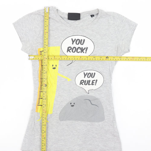 What’s Today? Girls Grey Graphic T-Shirt 'You Rock You Rule' Size S