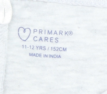 Primark Girls Grey Capri Leggings 11-12 Years Stretch Jersey Cotton Blend