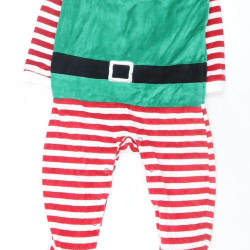 Primark Girls Green Elf Christmas Velour One Piece Pyjamas 18 Months