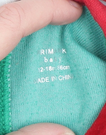 Primark Girls Green Elf Christmas Velour One Piece Pyjamas 18 Months