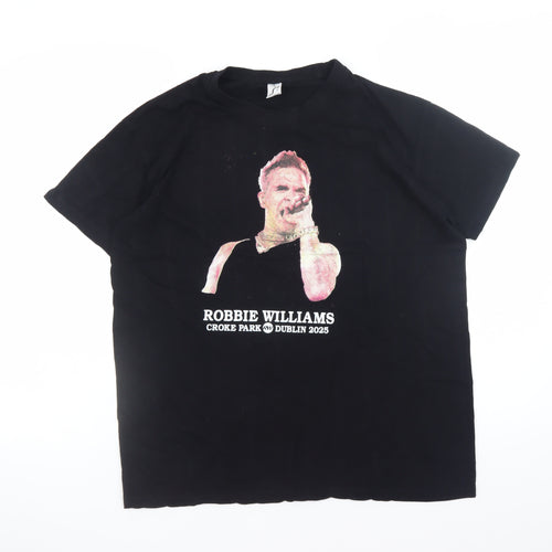 SOL'S Women's Black Music Print T-Shirt Size M Crew Neck Short Sleeve