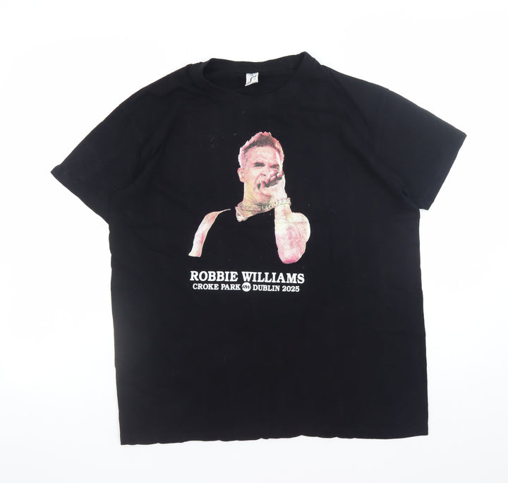 SOL'S Women's Black Music Print T-Shirt Size M Crew Neck Short Sleeve