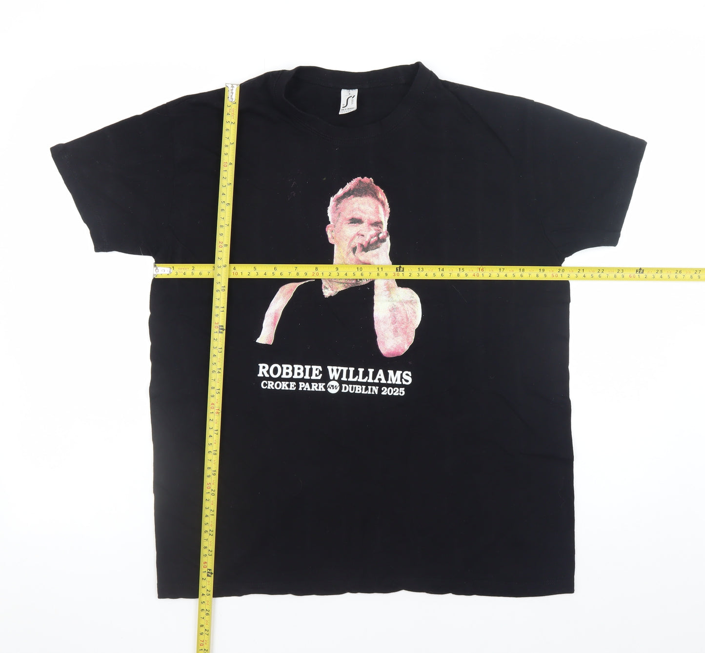 SOL'S Women's Black Music Print T-Shirt Size M Crew Neck Short Sleeve