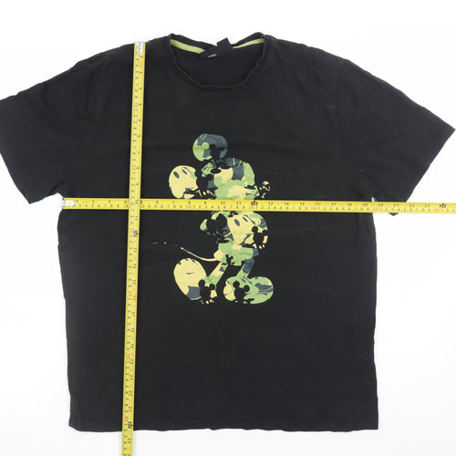 Disney Women’s Black Mickey Mouse Graphic Cotton T-Shirt Size L