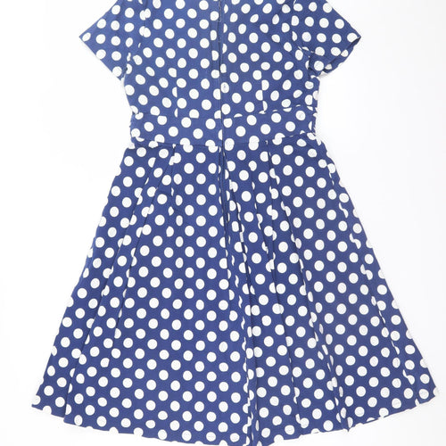 Lindy Bop Women Blue Polka Dot Fit & Flare Dress UK 14 Short Sleeve