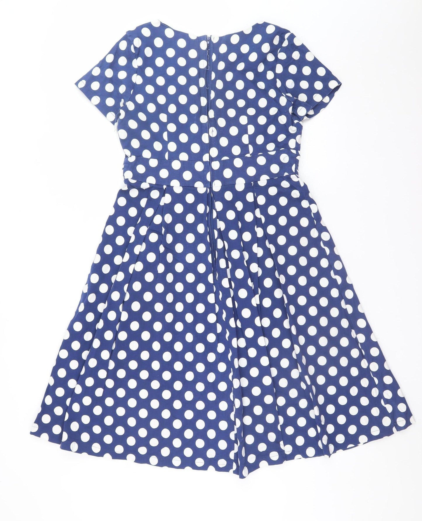 Lindy Bop Women Blue Polka Dot Fit & Flare Dress UK 14 Short Sleeve