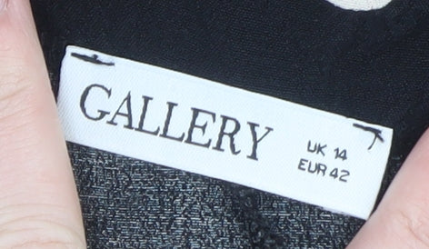 Gallery Womens Black Polka Dot Hi-Low A-Line Viscose Dress UK 14