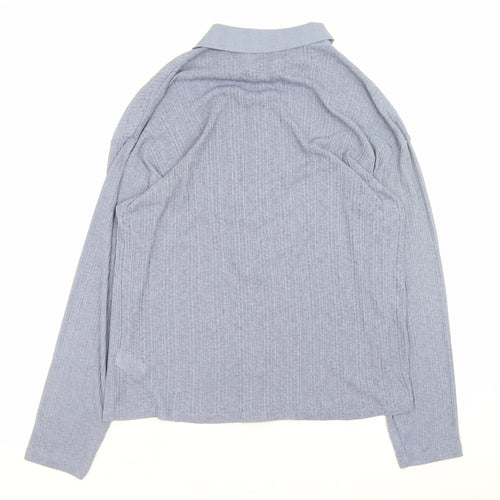 Primark Women Blue Collared Long Sleeve Button-Up Shirt Size M