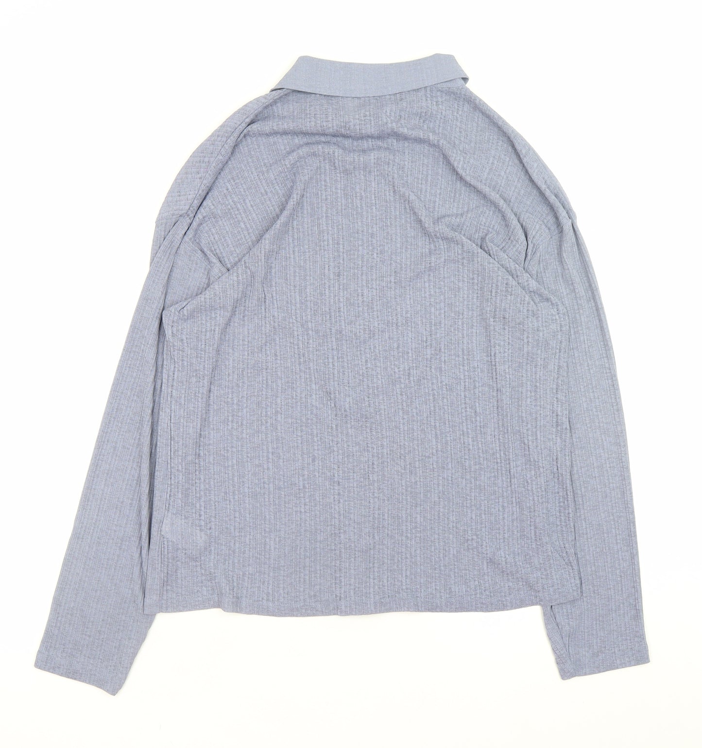 Primark Women Blue Collared Long Sleeve Button-Up Shirt Size M