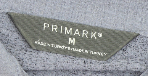 Primark Women Blue Collared Long Sleeve Button-Up Shirt Size M