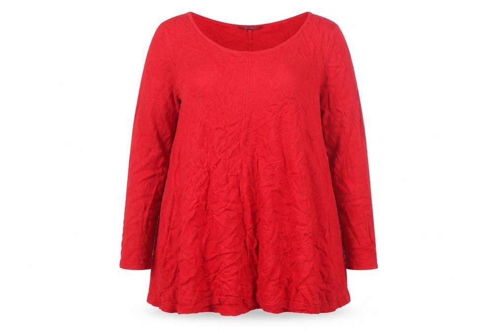 Front view of Phase Eight Women Red, size 16, Knit Shift Dress Long Sleeve