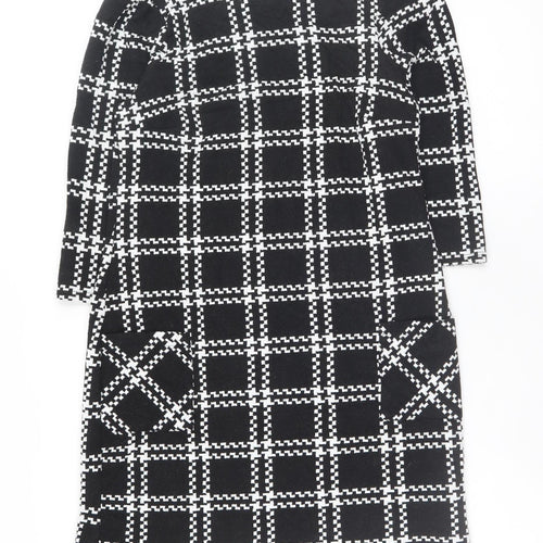 New Look Women’s Black Check Shift Dress Size 10 3/4 Sleeve