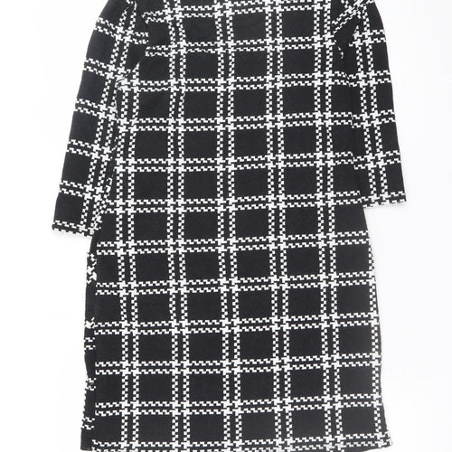 New Look Women’s Black Check Shift Dress Size 10 3/4 Sleeve