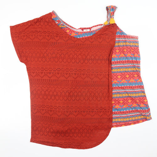 Joe Browns Women's Red Aztec Asymmetrical Tunic T-Shirt Size 26