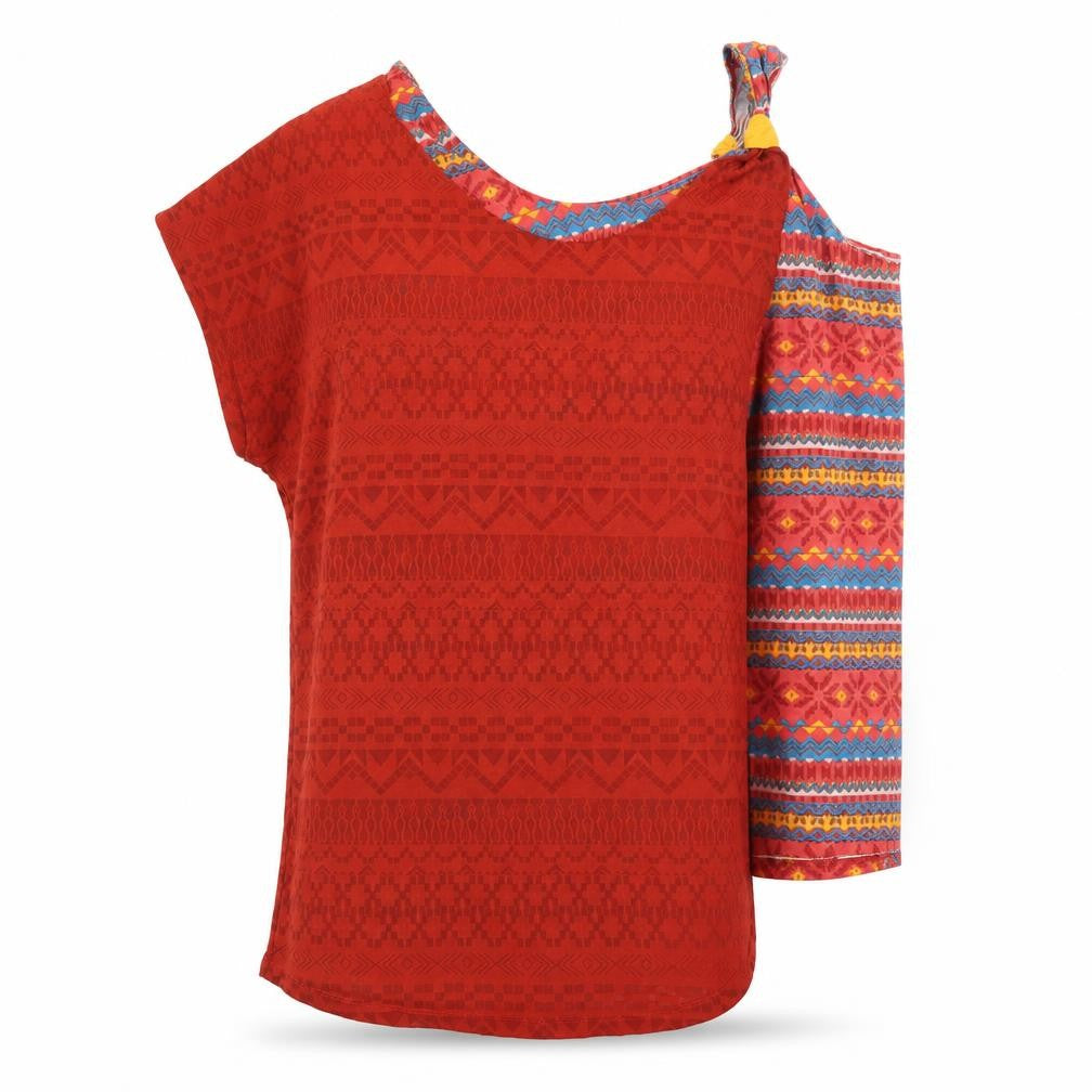 Joe Browns Women's Red Aztec Asymmetrical Tunic T-Shirt Size 26