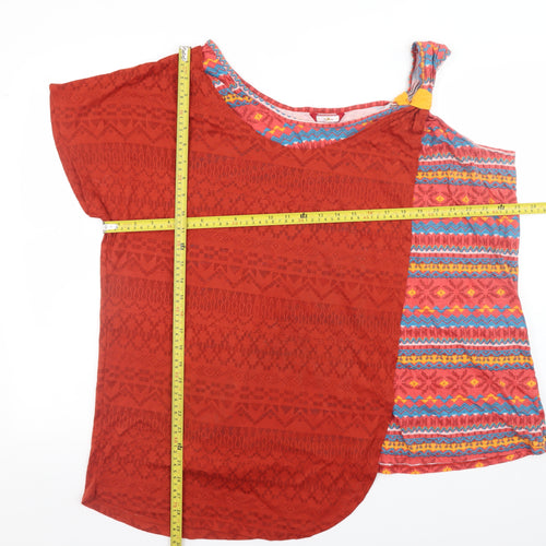 Joe Browns Women's Red Aztec Asymmetrical Tunic T-Shirt Size 26