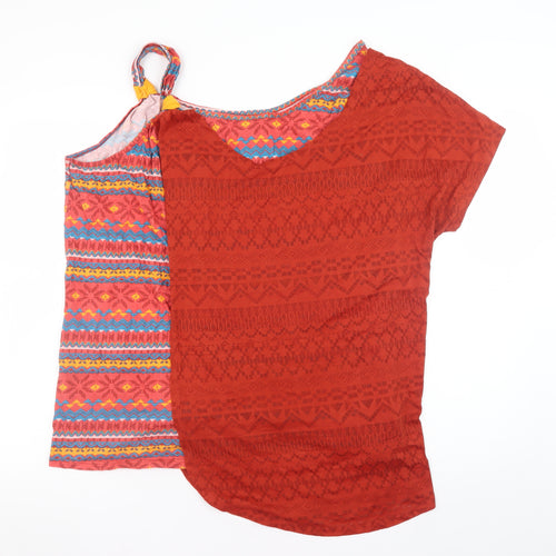 Joe Browns Women's Red Aztec Asymmetrical Tunic T-Shirt Size 26