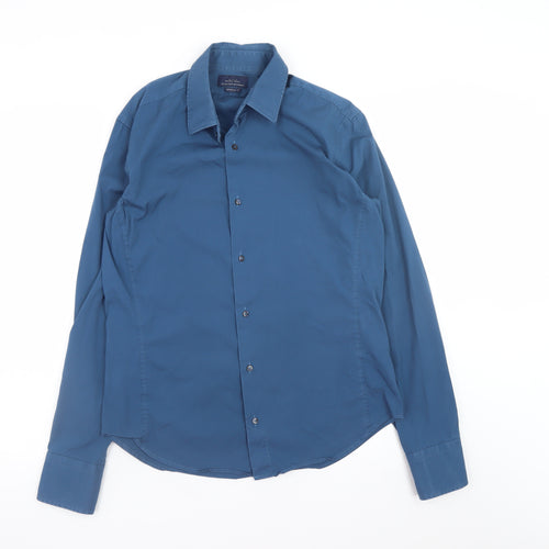 Zara Man Blue Extra-Slim Fit Long Sleeve Dress Shirt Size L
