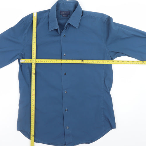 Zara Man Blue Extra-Slim Fit Long Sleeve Dress Shirt Size L