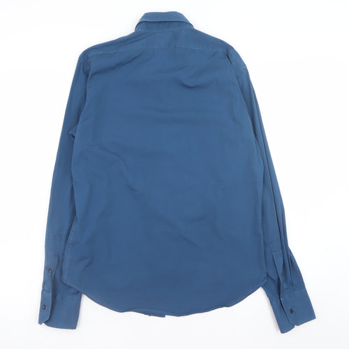 Zara Man Blue Extra-Slim Fit Long Sleeve Dress Shirt Size L