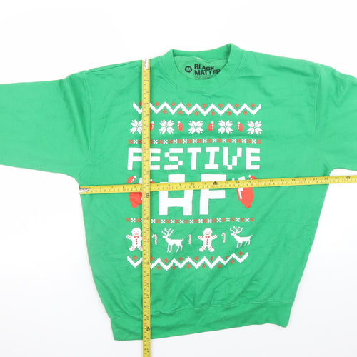Black Matter Men's Green Festive AF Christmas Sweatshirt M