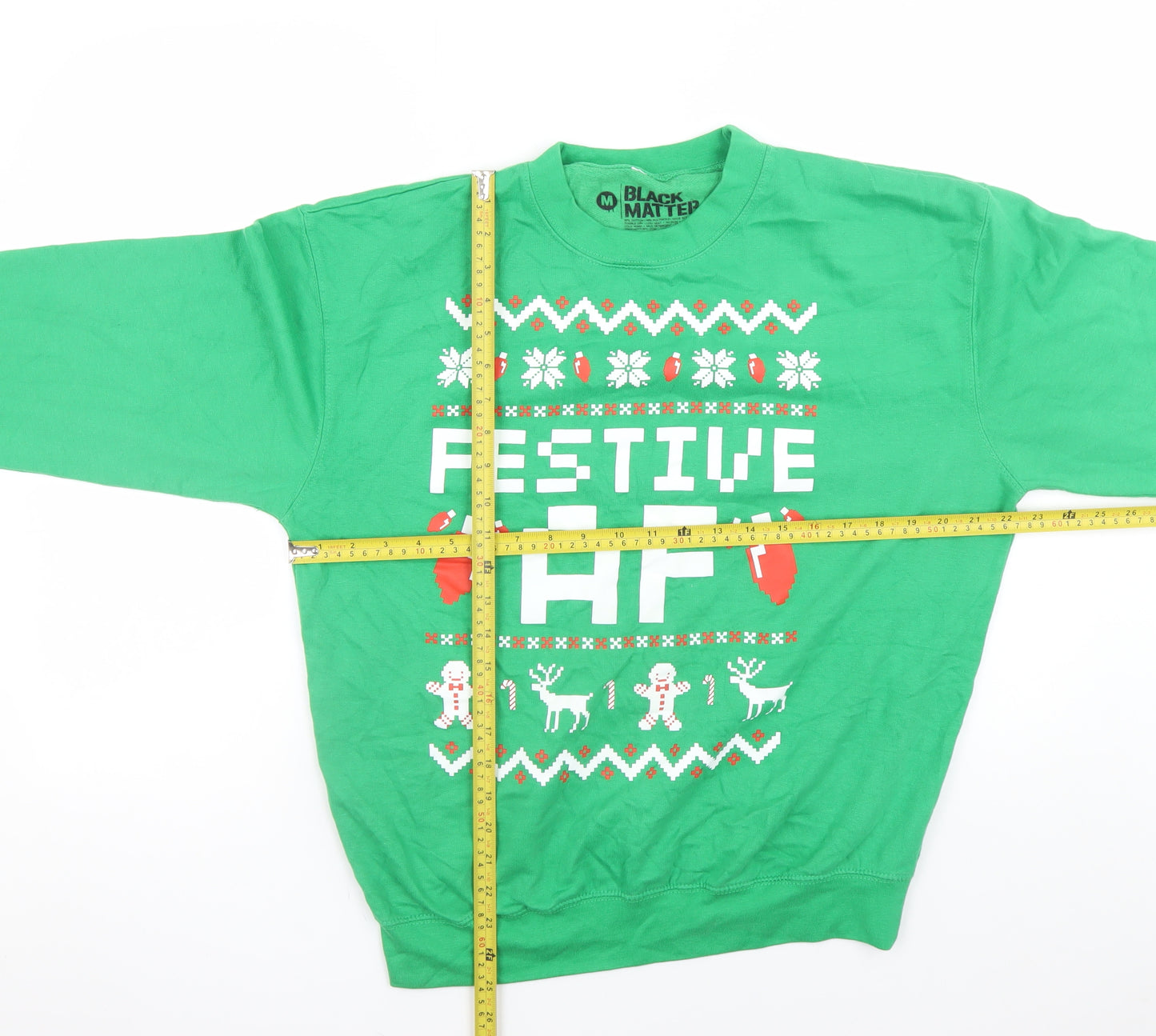 Black Matter Men's Green Festive AF Christmas Sweatshirt M