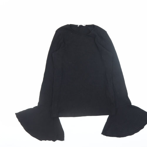Zara Women’s Black Slim Fit Flared Sleeve Pullover Jumper Size S
